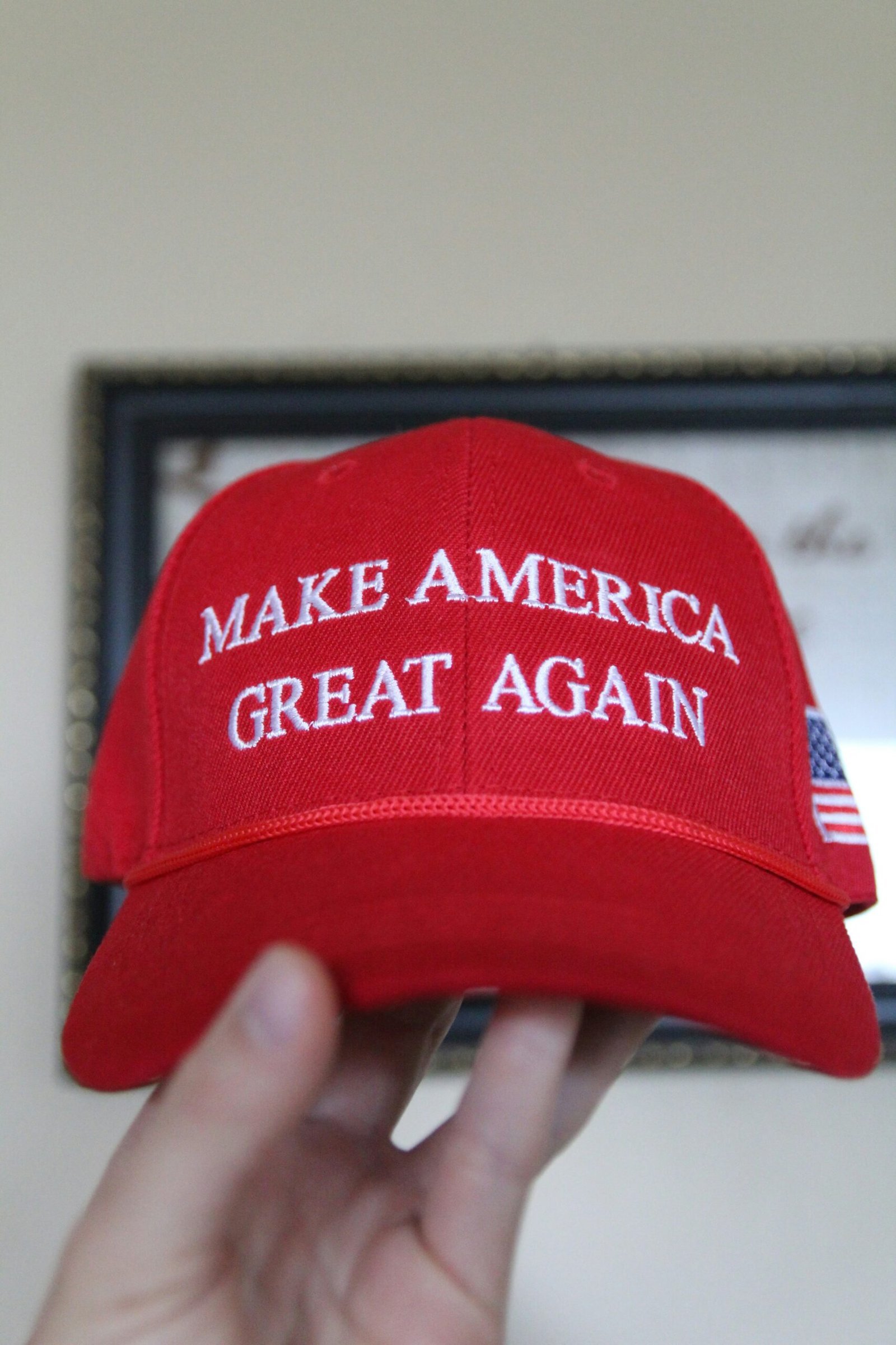 من يفوز بالانتخابات الأمريكية: دونالد ترامب أم كمالا هاريس؟ 2 A red hat that says make america great again