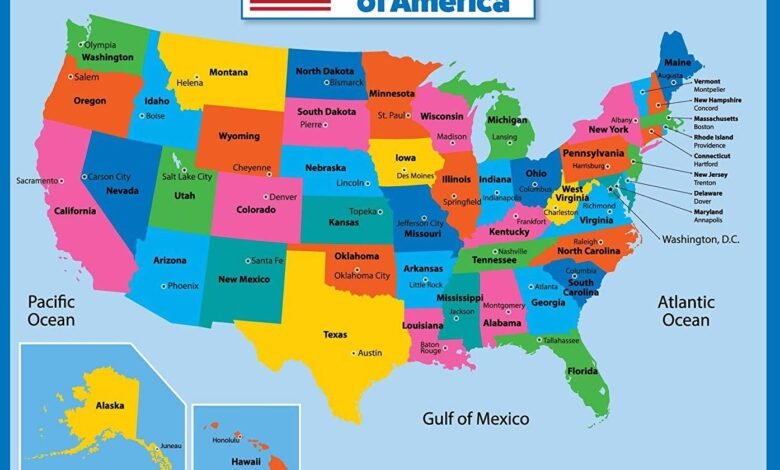 ترتيب الولايات الأمريكية الخمسين من حيث رخص المعيشة وفرص العمل 1 Usa map