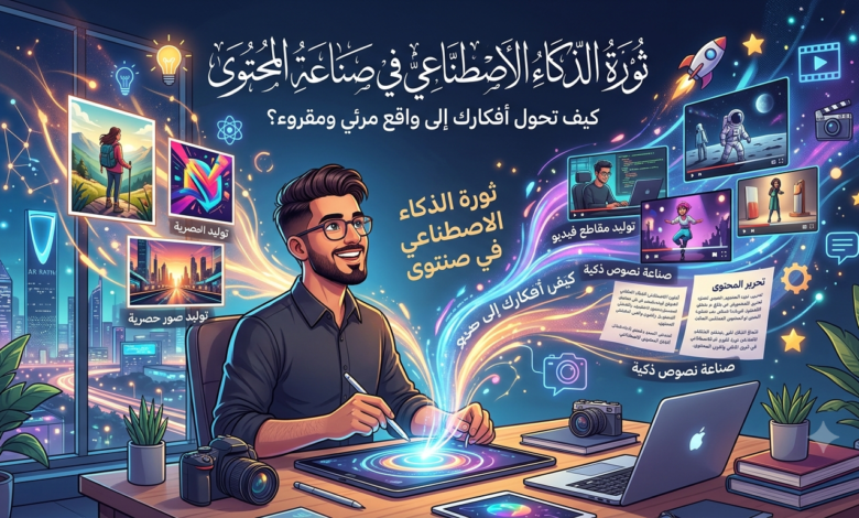 ثورة الذكاء الاصطناعي في صناعة المحتوى: كيف تحول أفكارك إلى واقع مرئي ومقروء؟ 1 1779231177325